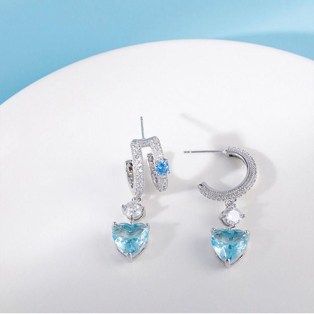 Bông Tai DWAYNE Thiết Kế Bất Đối Xứng Phong Cách Vintage Thanh Lịch|Khuyên Tai Dạng Kẹp Hình Trái Tim