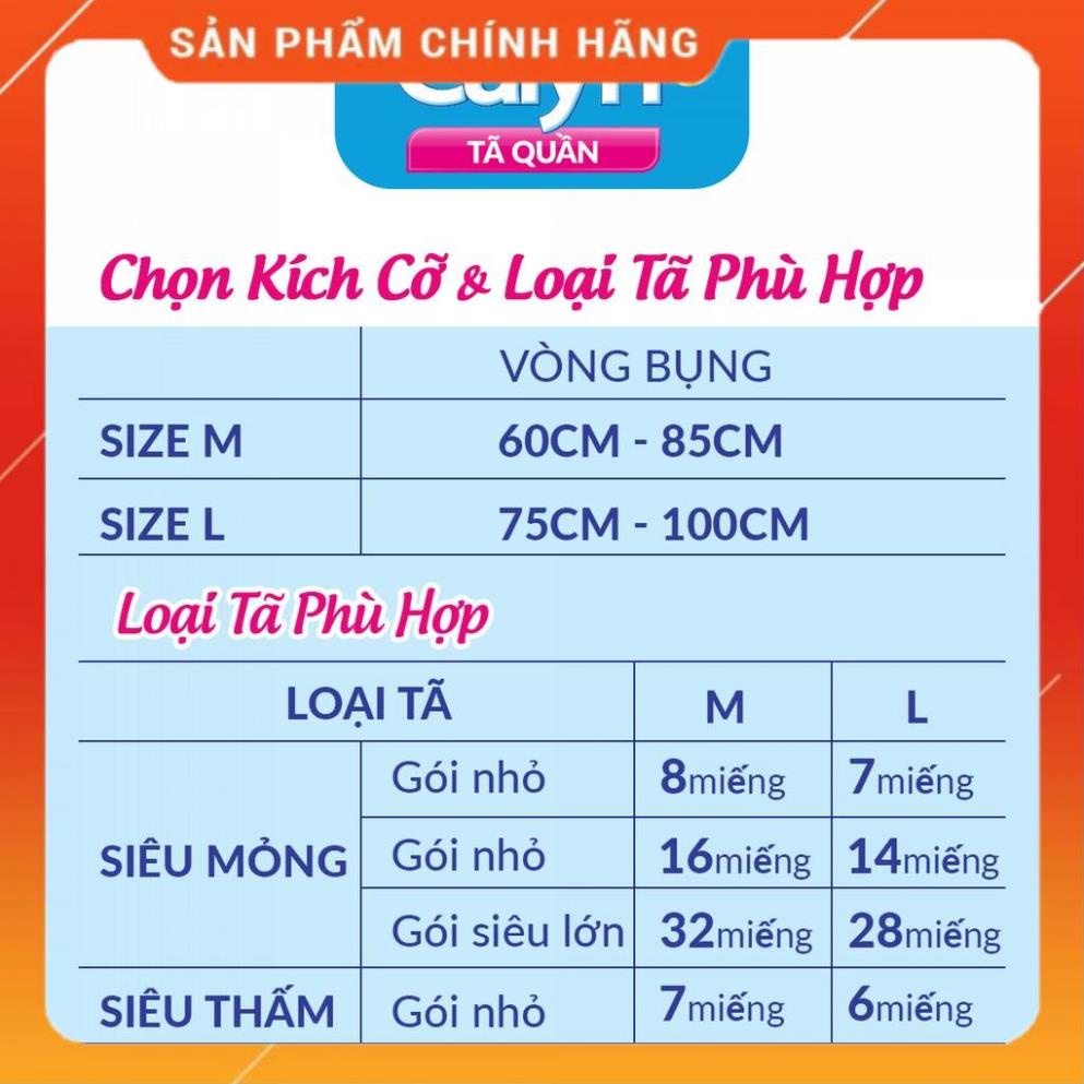 Bỉm người già CARYN dạng quần đủ size M16/L14/XL12, Bỉm người lớn mỏng nhẹ chống tràn mềm mại di chuyển tiện lợi