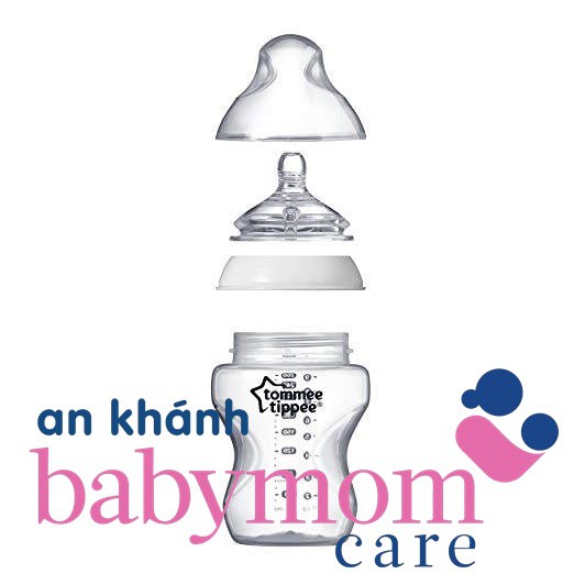 Bình sữa Tommee tippee 260 ml bình trắng kém núm số 1