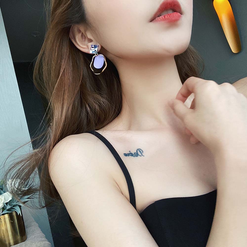 Bông tai dáng dài hình hoa cúc màu tím thời trang thanh lịch cho nữ