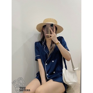 Bộ đồ ngủ pyjama chất lụa cao cấp thiết kế 4 cúc Two Sisters
