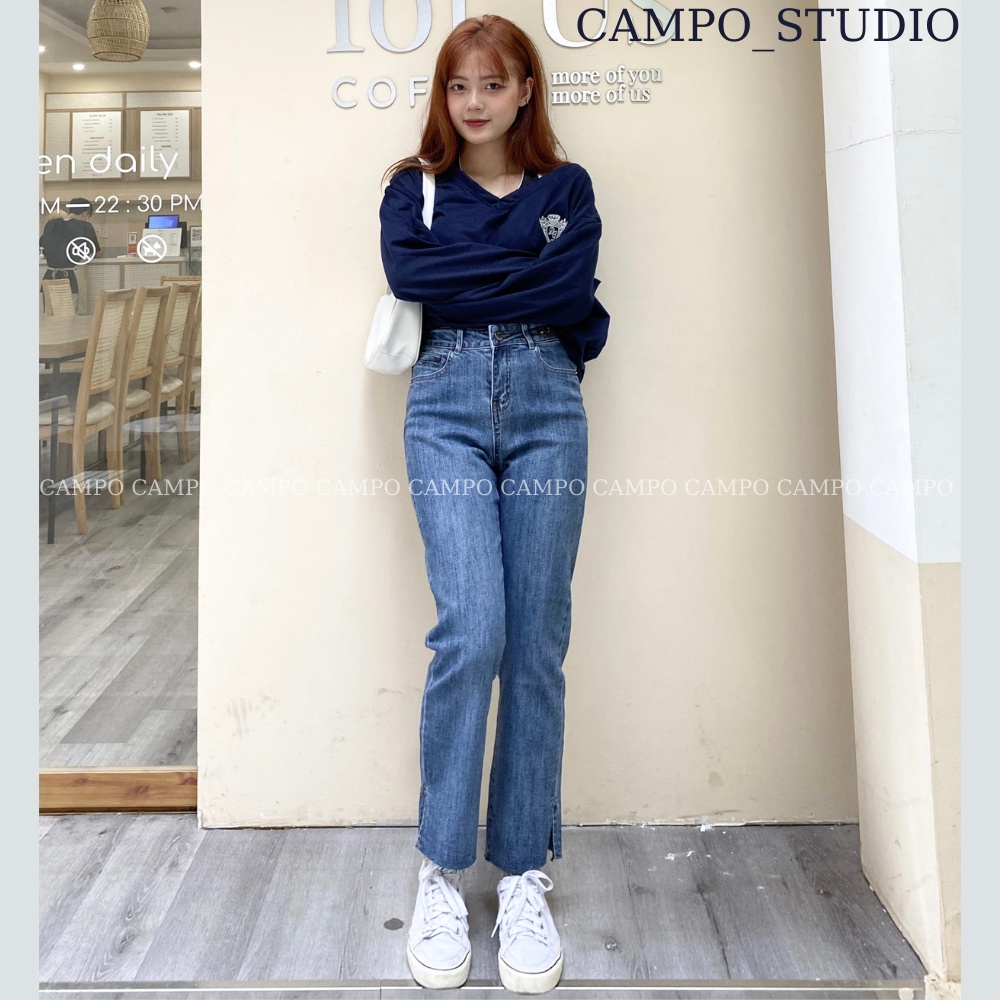 Quần bò ống đứng xẻ tà Campo Quần bò phong cách trẻ trung cực đẹp