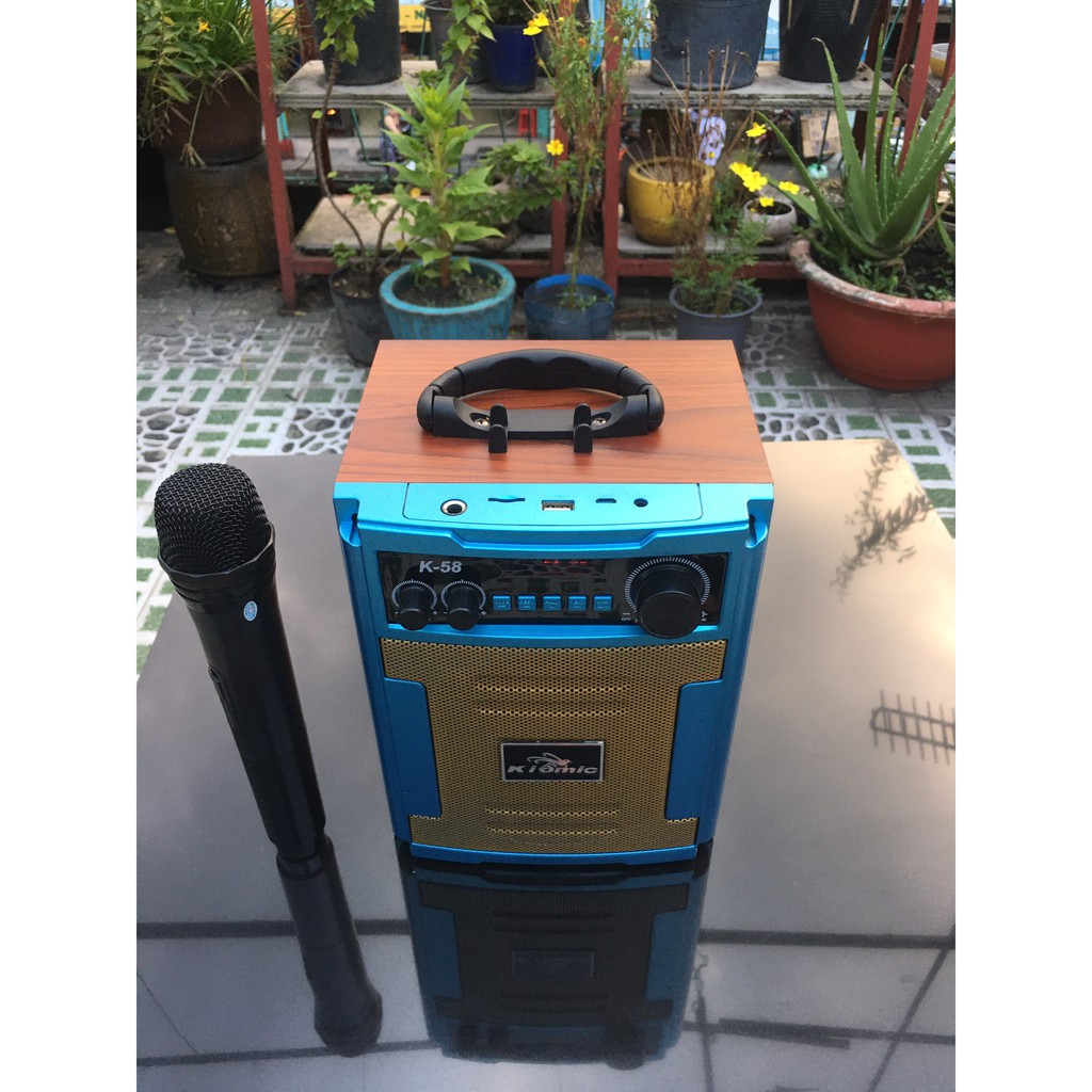Loa kéo thùng gỗ Karaoke di động Kiomic K58, K59 - Tặng kèm  1 mic không dây - Bảo hành 1 đổi 1 - Giao hàng 2g toàn quốc