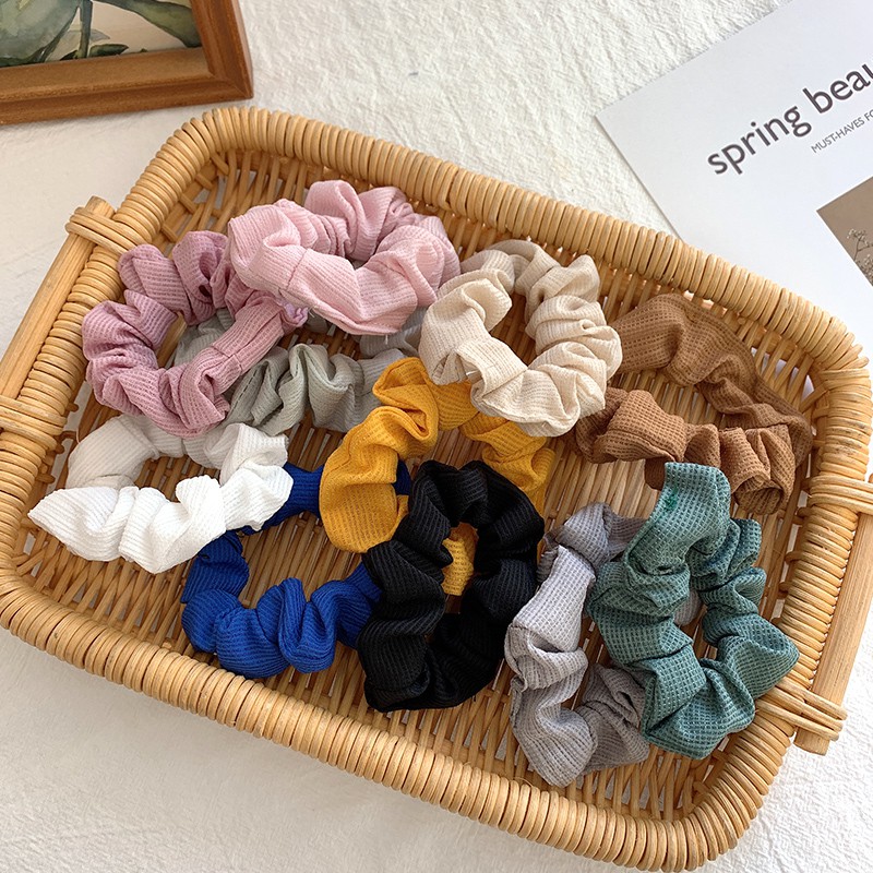 Dây Buộc Tóc Thiết Kế Màu Trơn Thời Trang Xinh Xắn Cho Nữ