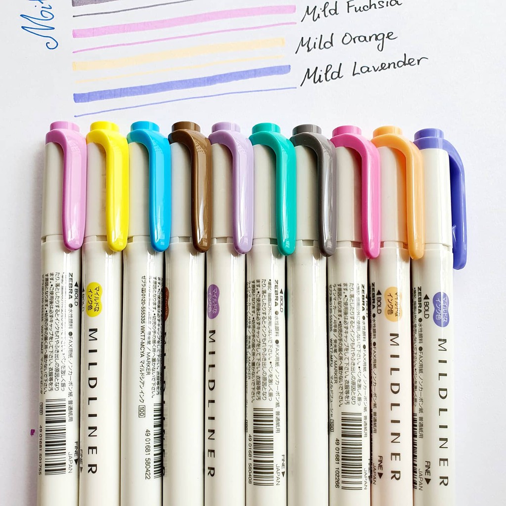 Highlighter MILDLINER 2 đầu ZEBRA Nhật Bản (10 màu)