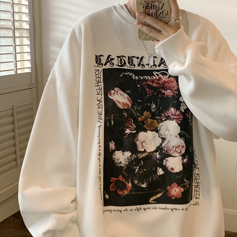 Áo sweater AOKANG cổ tròn dáng rộng in họa tiết thời trang xuân thu trẻ trung dành cho nam