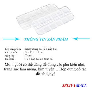 Khay đựng đá nail 12 ô nắp bật