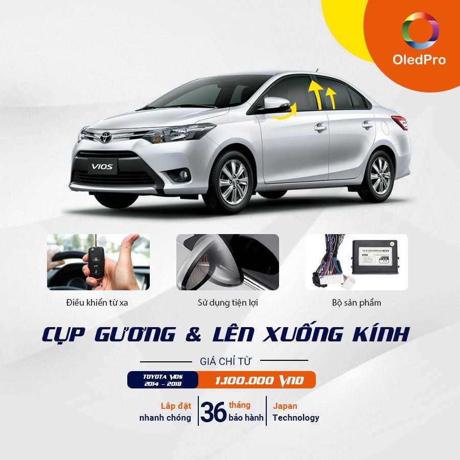 Bộ gập gương lên kính cho xe Toyota Vios (2014 - giữa 2018 & 2019) chính hãng OLEDPRO