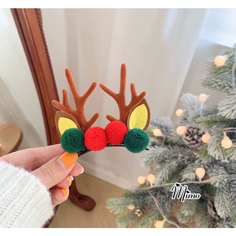 Kẹp tóc Giáng sinh sừng tuần lộc cute, set 2 kẹp tóc noel nhiều mẫu làm phụ kiện chụp ảnh, hóa trang