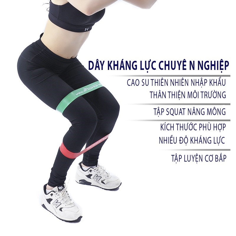 Dây cao su kháng lực tập mông chân REDCORE không bị xoắn dây tập gym resistance miniband