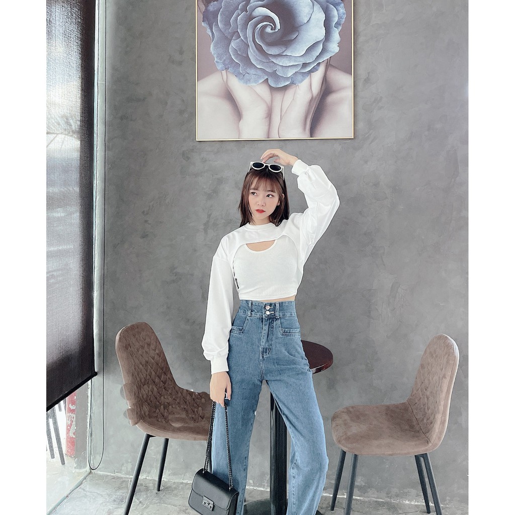 [ SÁNG RÓI ] QUẦN BAGGY JEAN NỮ 2 NÚT TÚI SÂU LƯNG CAO LAI CUỐN MÀU XANH CAO CẤP BABO ĐỦ SIZE S, M, L SIÊU HOT CỰC MÁT