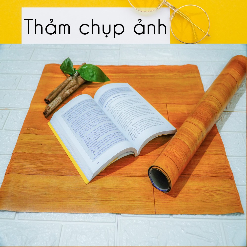 Thảm chụp hình sản phẩm, làm phông nền trang trí, vân gỗ vàng nhạt