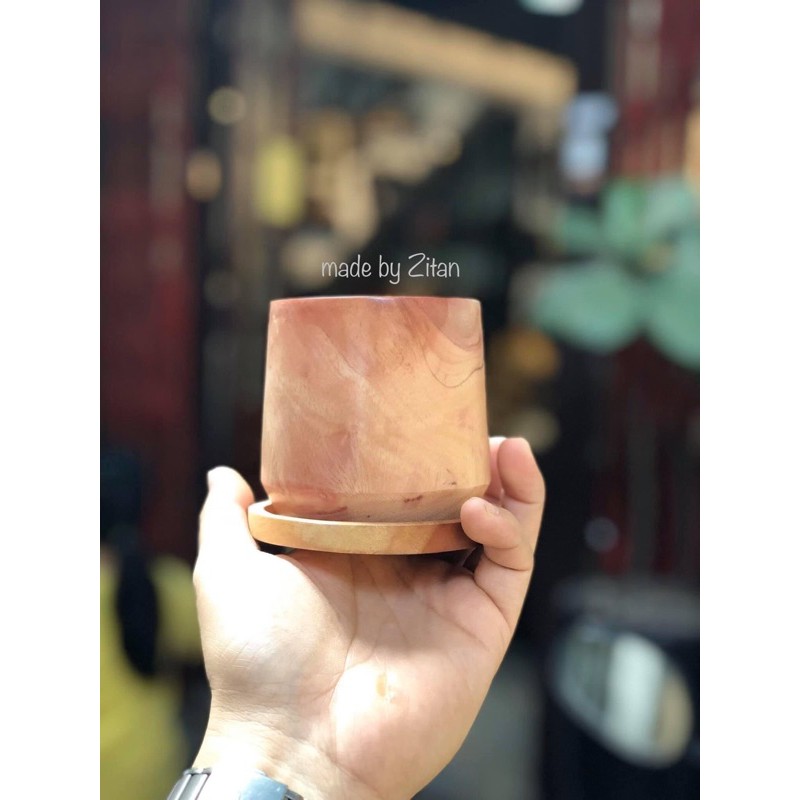 Combo Cốc Gỗ + Lót ly