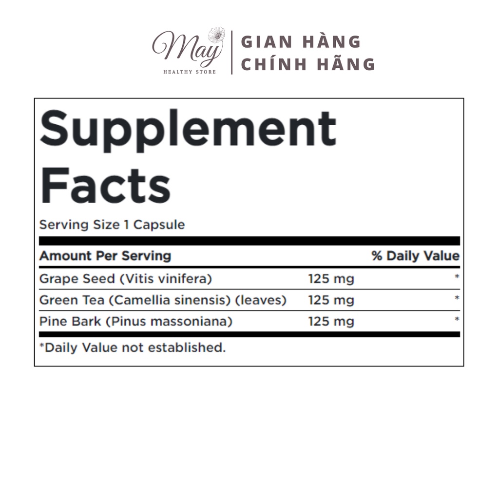 Viên Uống Hỗ Trợ Tim Mạch Swanson Grape Seed, Green Tea &amp; Pine Bark (Lọ 60 Viên)