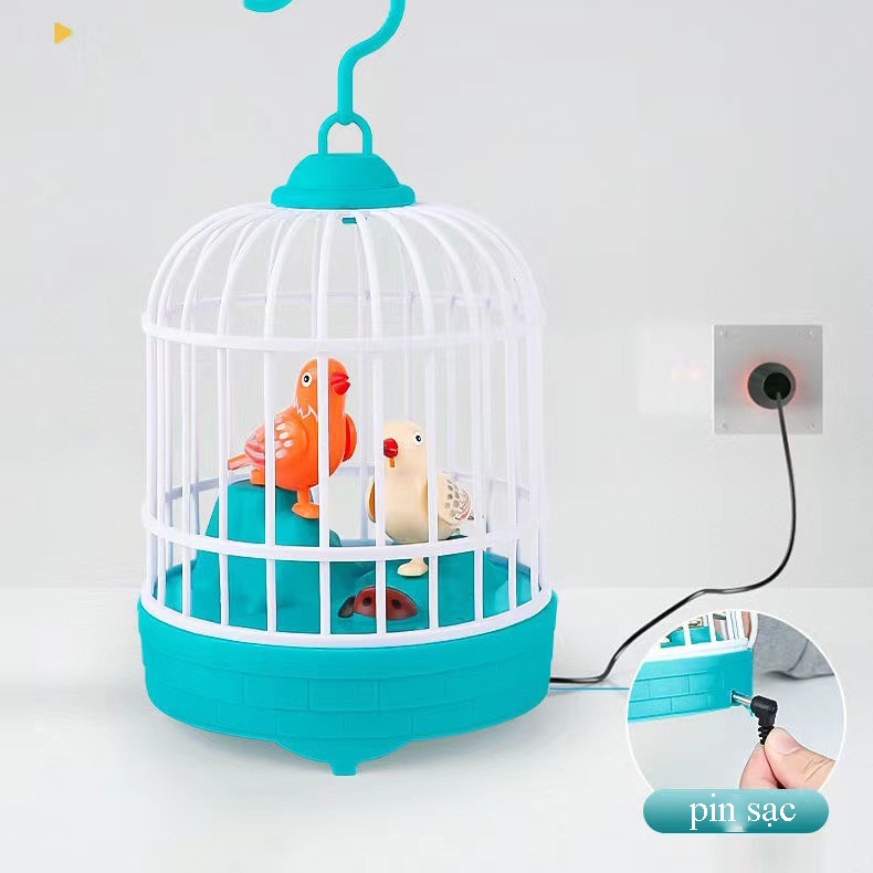 Đồ chơi lồng chim biết hót phát nhạc phát sáng mới nhất 2022 (pin sạc)