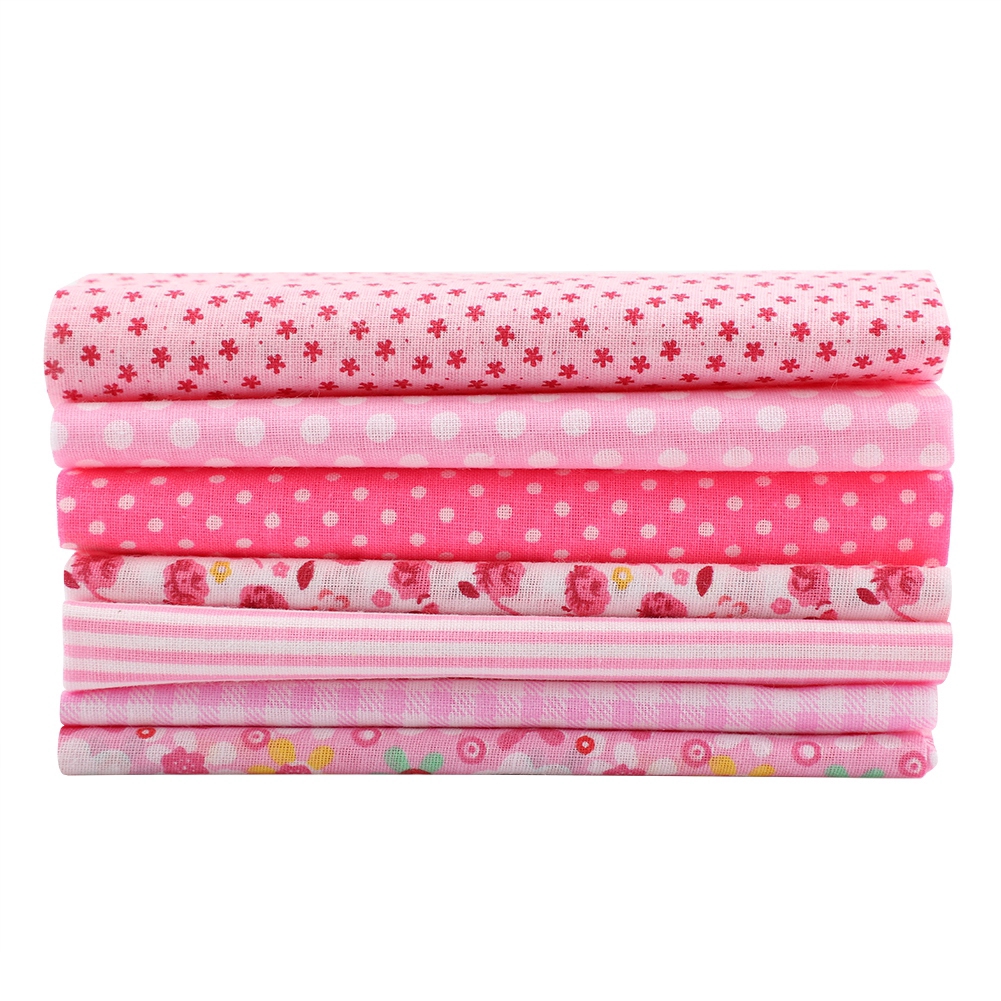 Set 7 tấm vải cotton 25 * 25cm in họa tiết dễ thương dùng để làm đồ thủ công