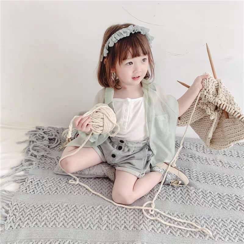 Áo sơ mi mỏng phối đồ cực xinh cho bé