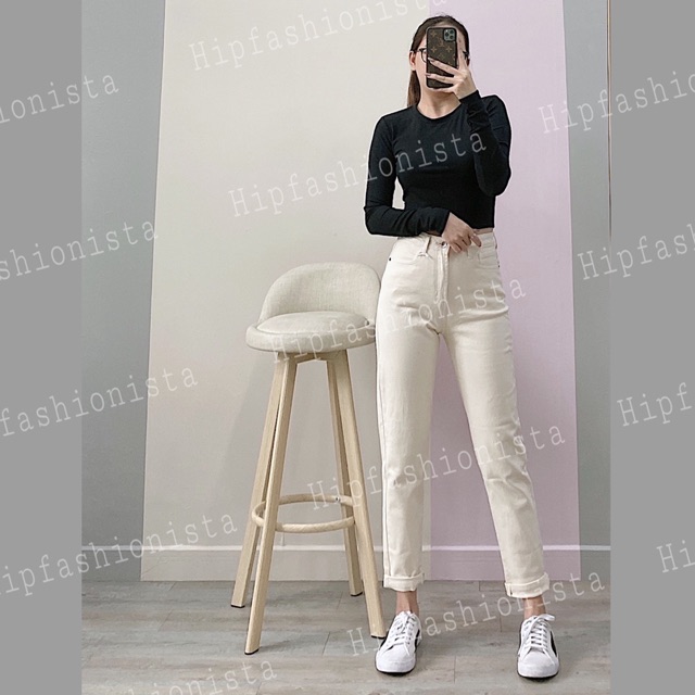 [HOT TREND] Quần momjean nữ chất jean mềm co giãn thoải mái lưng cao trên rốn tôn dáng dễ phối đồ (HÌNH THẬT) | BigBuy360 - bigbuy360.vn