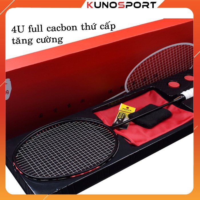 Vợt cầu lông tấn công Guangyu 4U Super đầy đủ carbon thứ cấp tăng cường lực 32 pound full phụ kiện và hộp đựng -V03