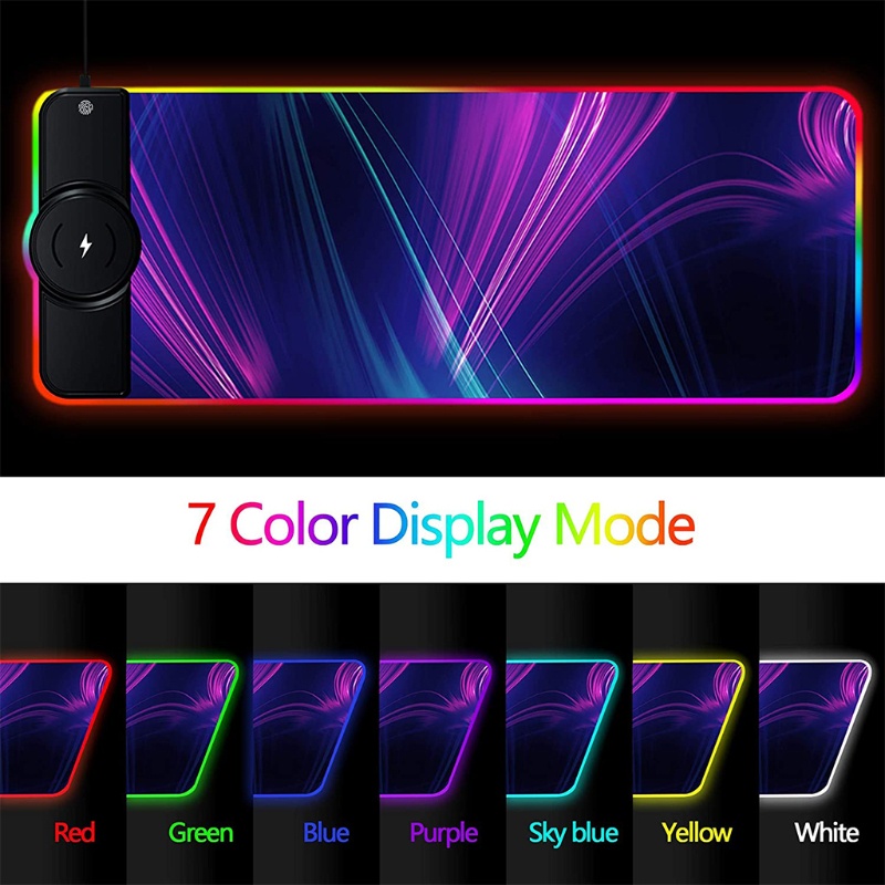 Miếng lót chuột chơi game không dây có đèn RGB kèm đế sạc nhanh cho PC/laptop/điện thoại