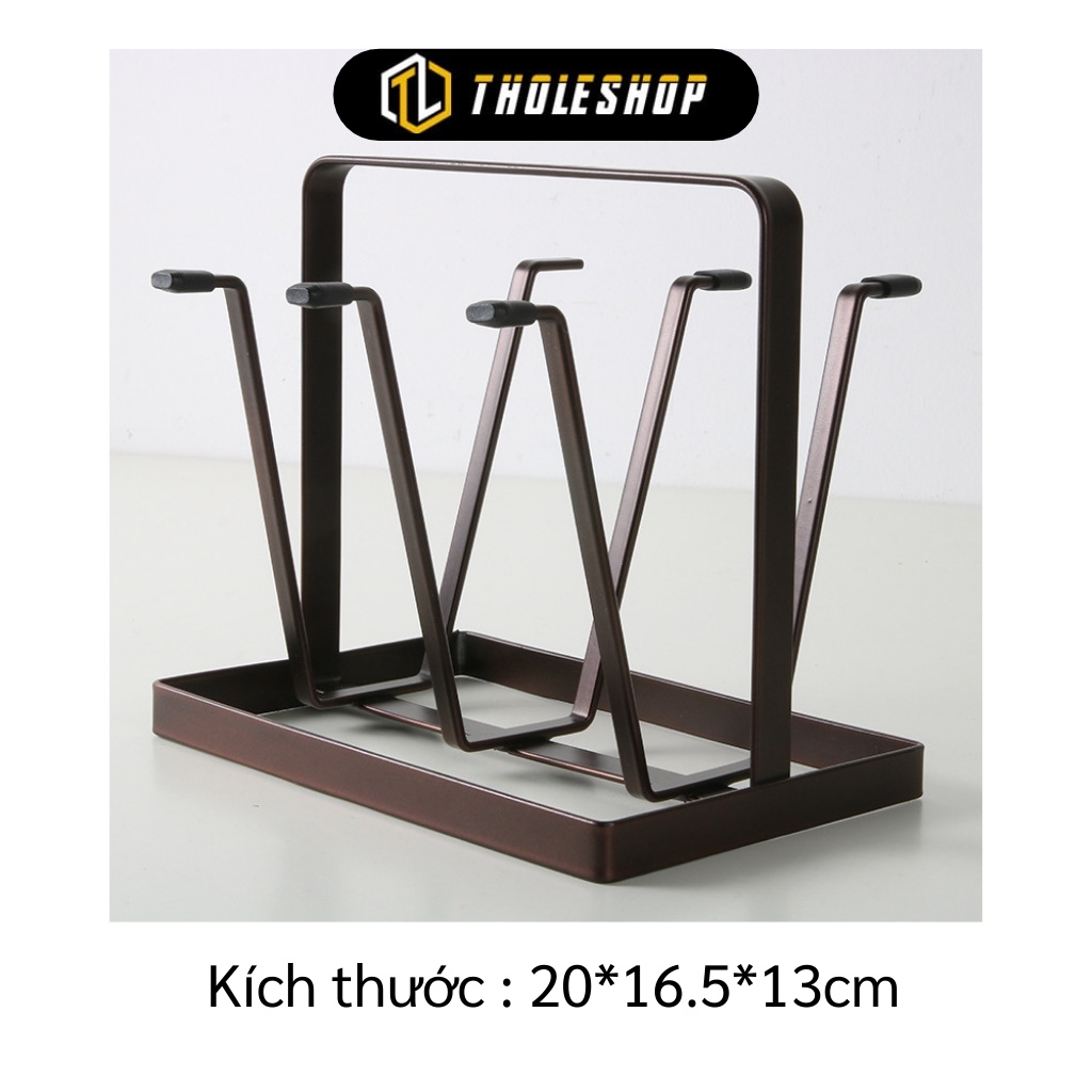 Khay Úp Ly - Giá Úp Cốc 6 Nhánh Sắt Sơn Tĩnh Điên Chống Gỉ Tiện Dụng Và Sạch Sẽ 9403