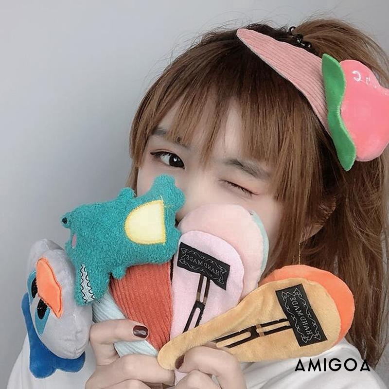 【Amigoa】Phim hoạt hình Hàn Quốc Plush Hair Clip Thời trang Rửa mặt Clip Bangs Kẹp tóc Trái cây Disney Clip lớn Phụ nữ Cô gái tóc Phụ kiện