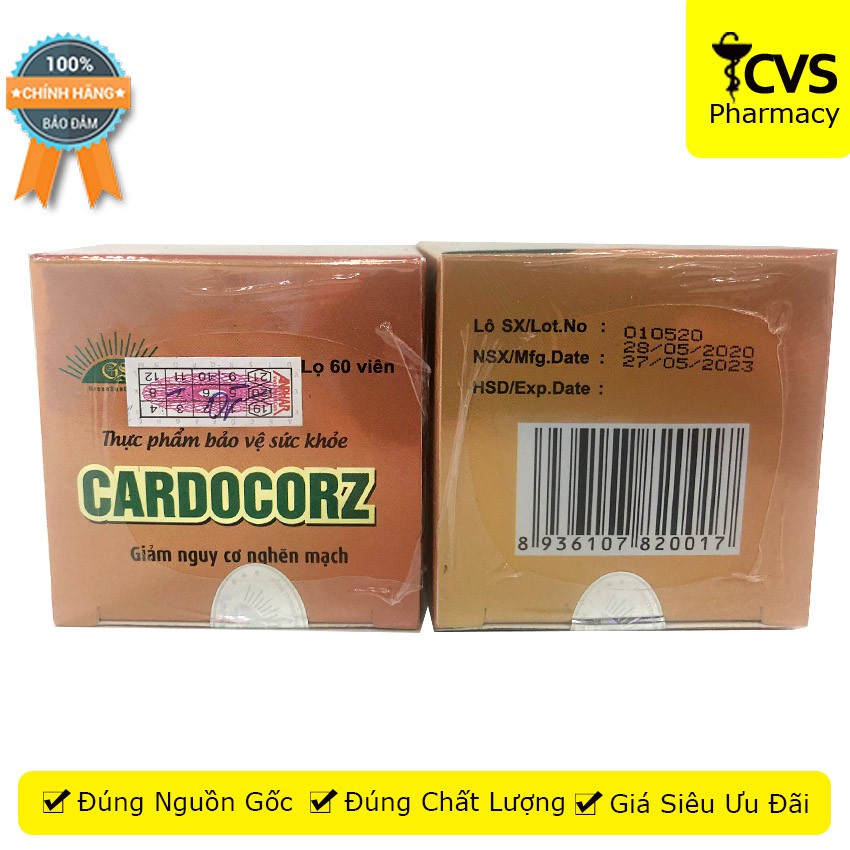 CARDOCORZ - 60 viên uống phòng và giảm đau thắt ngực do thiếu máu cơ tim - cvspharmacy