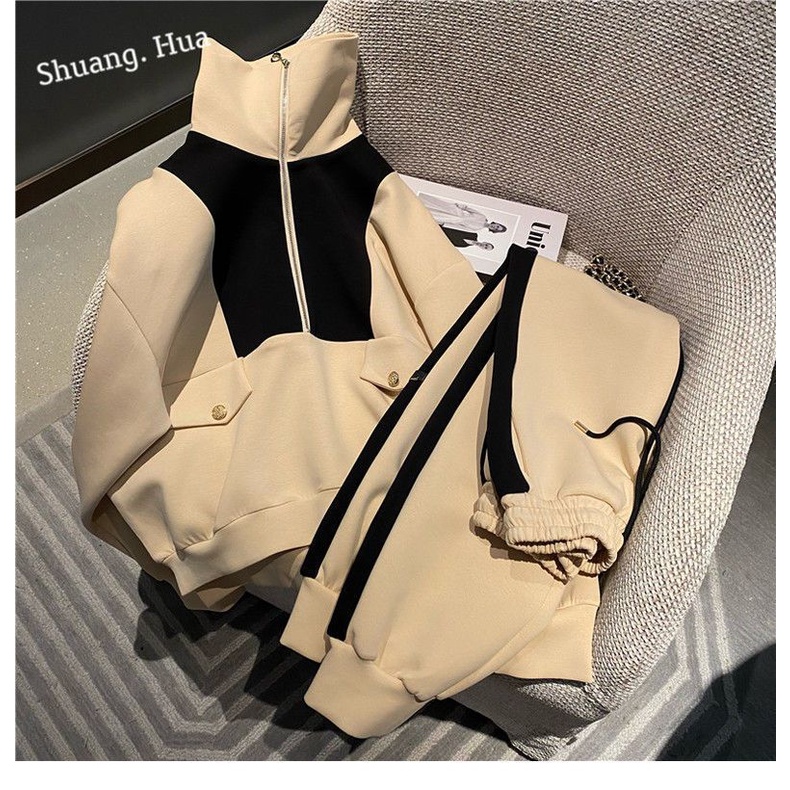 Set hai món gồm áo sweater và quần dài phong cách Hàn Quốc thời trang thu đông 2021 dành cho nữ