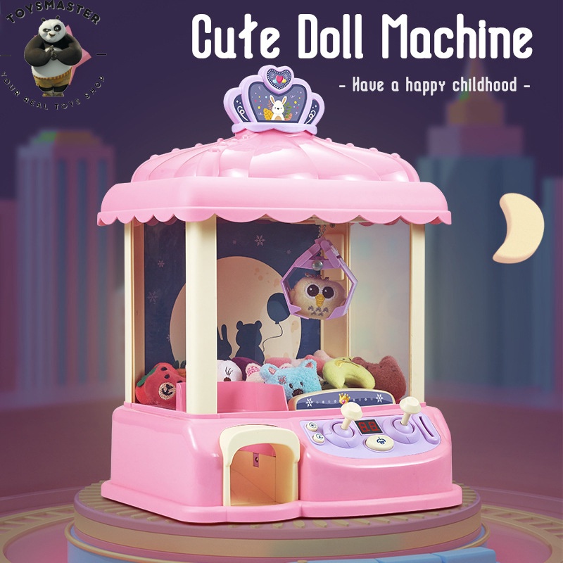 Máy Gắp Thú Mini Kích Thước Lớn Claw Machine Có Nhạc Và Đèn Kèm Xu Đếm Thời Gian, Có Sẵn Nhiều Thú Bông Cho Trẻ Em