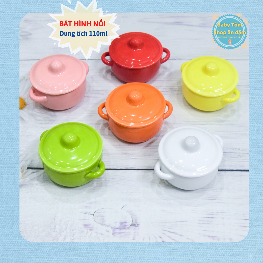Bát ăn dặm gốm sứ có nắp,chén sứ ăn dặm có nắp NPP Baby Tôm