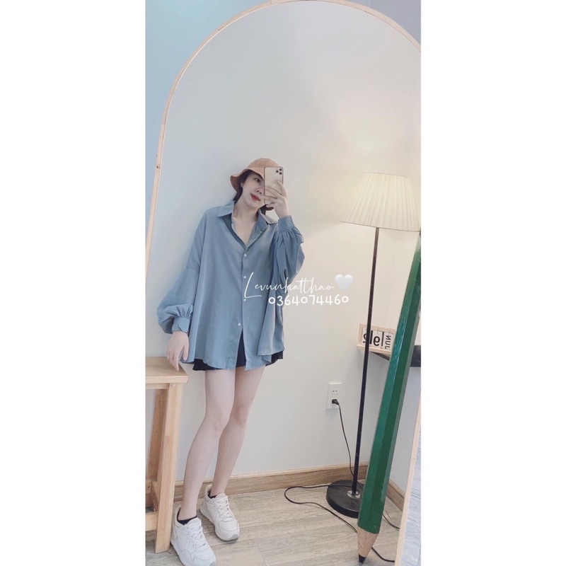 Áo Sơ Mi Đũi Trơn Tay Bồng Basic Mặc Đi Học Đi Làm Đi Chơi Kiểu Dáng Hàn Quốc Trẻ Trung Năng Động Đơn Giản Ảnh Thật