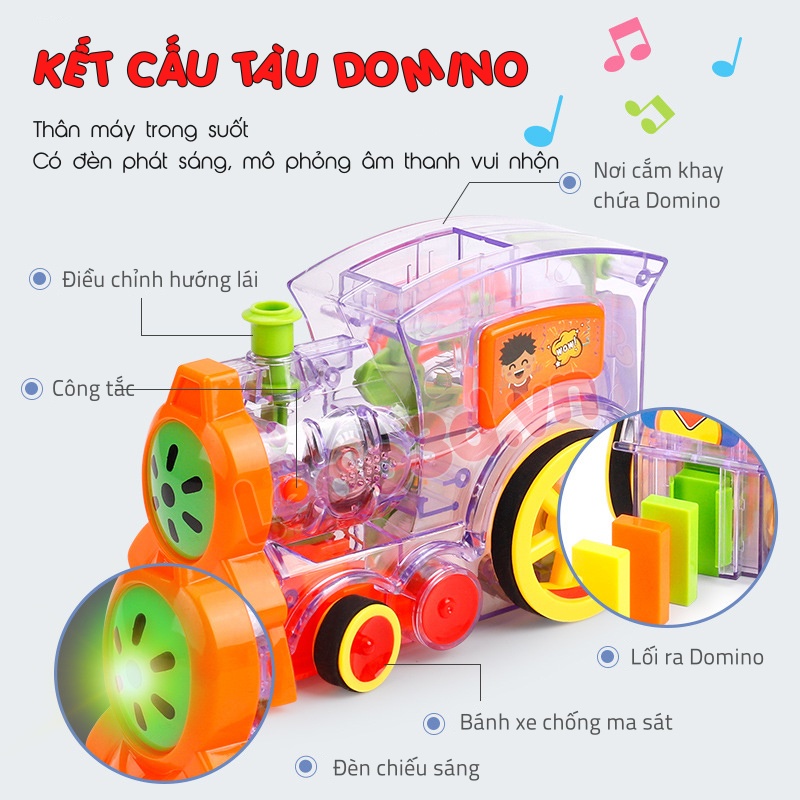 [Bản 2022] Đồ Chơi Đoàn Tàu Hoả Xếp Domino Tự Động Cho Bé Khám Phá Sáng Tạo - Cỡ To
