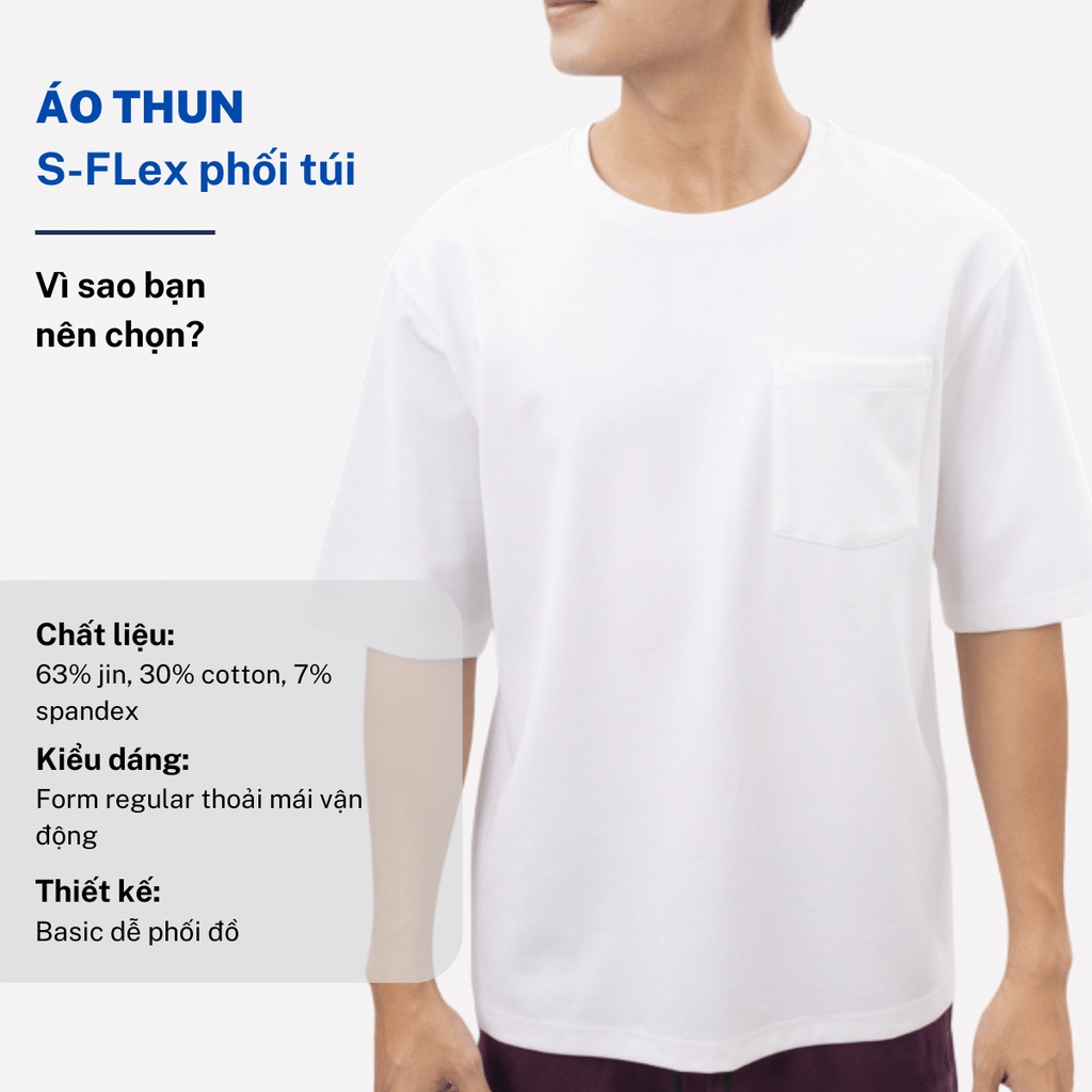 Áo thun ngắn cộc tay nam CIZA basic cổ tròn vải cotton dáng rộng có túi cao cấp trẻ trung size S M L XL màu trắng ATNR49