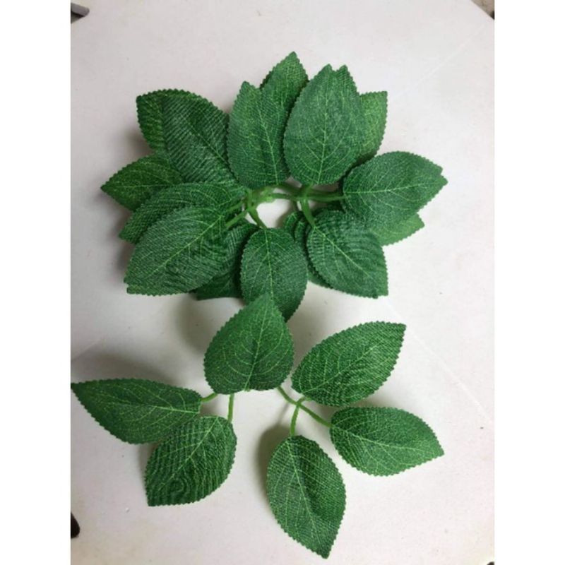 Lá hoa hồng giả, lá nhựa  trơn phụ kiện làm hoa ruy băng, sáp, trang trí handmade bằng vải lụa