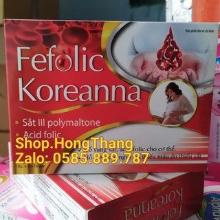 Bổ Sung Sắt và vitamin khoáng chất FEFOLIC koreanna Tăng Cường Lưu Thông Máu Cho Phụ Nữ Mang Thai Hộp 60 viên