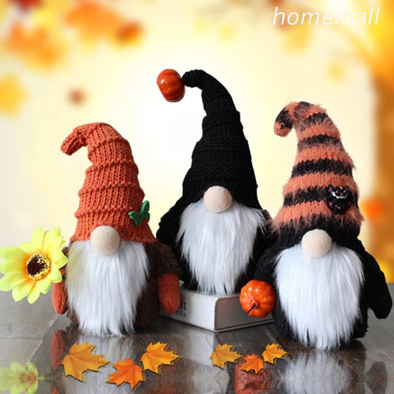 HO Halloween Gnome Pumpkin Wizard Swedish Tomte Nisse Plush Handmade Home Farmhouse Kitchen Tiered Tray Decoration