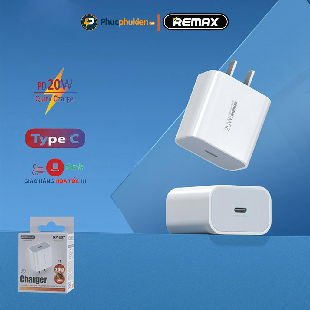 Combo bộ sạc nhanh 20w + Củ sạc 20w Remax U97 + Cáp sạc 20w Remax C026 - Phúc Phụ Kiện Bảo hành 12 tháng 1 đổi 1