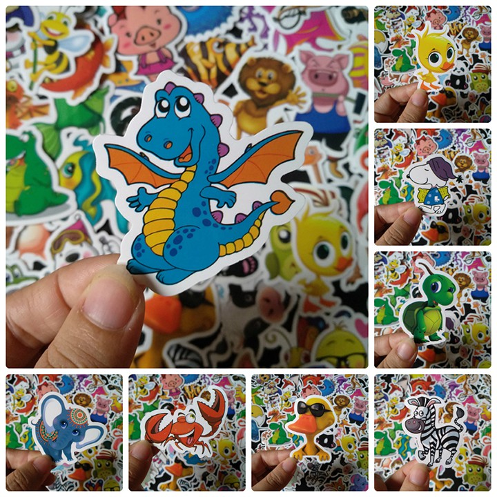 Bộ Sticker dán cao cấp chủ đề THẾ GIỚI ĐỘNG VẬT - Dùng dán Xe, dán mũ bảo hiểm, dán Laptop...