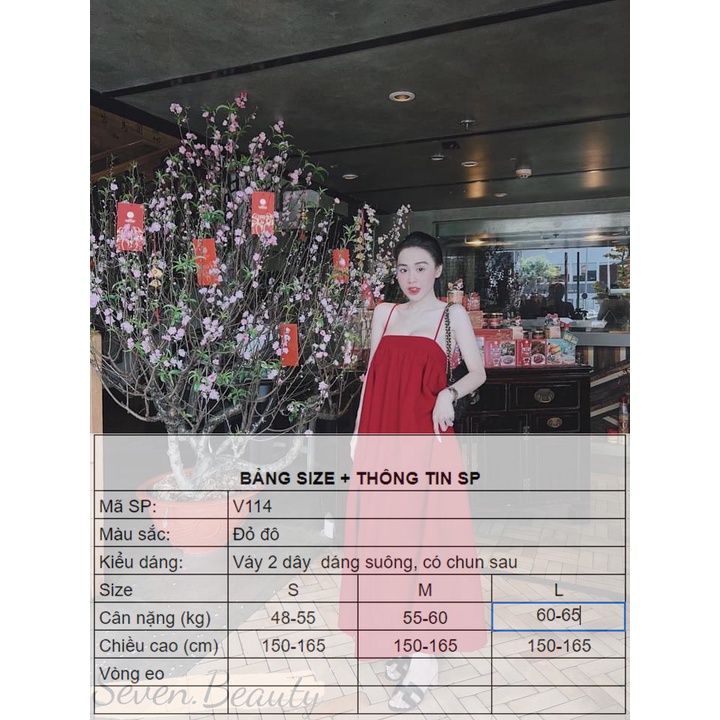 Đầm maxi đỏ, đầm suông nữ vải mềm mướt thiết kế chun sau, phong cách trẻ trung quyến rũ  7.beautiful V114
