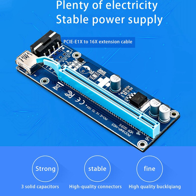 Card Chuyển Đổi Pci-E 1x Sang 16x 4pin Usb 3.0 Cho Btc Mining