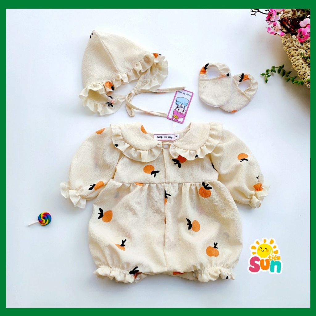 𝗧𝗮̣̆𝗻𝗴 𝗺𝘂̃ 𝘃𝗮̀ 𝗴𝗶𝗮̀𝘆 𝘃𝗮̉𝗶 Size 3-12kg  Vải đũi xốp hạt nhẹ mát  Body cho bé gái sơ sinh