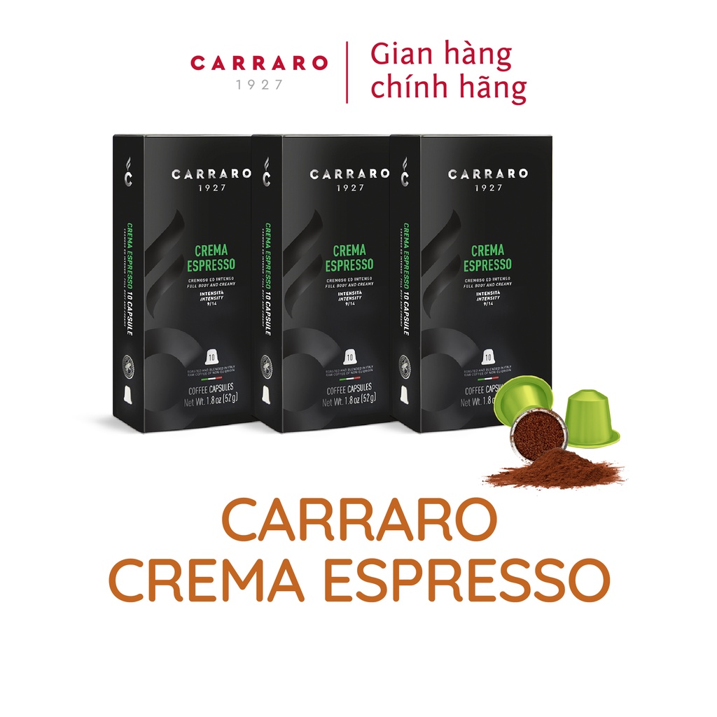 [Mua kèm -49%] Combo 3 Cà phê viên nén Carraro Crema Espresso - Nhập khẩu chính hãng 100% từ thương hiệu Carraro, Ý