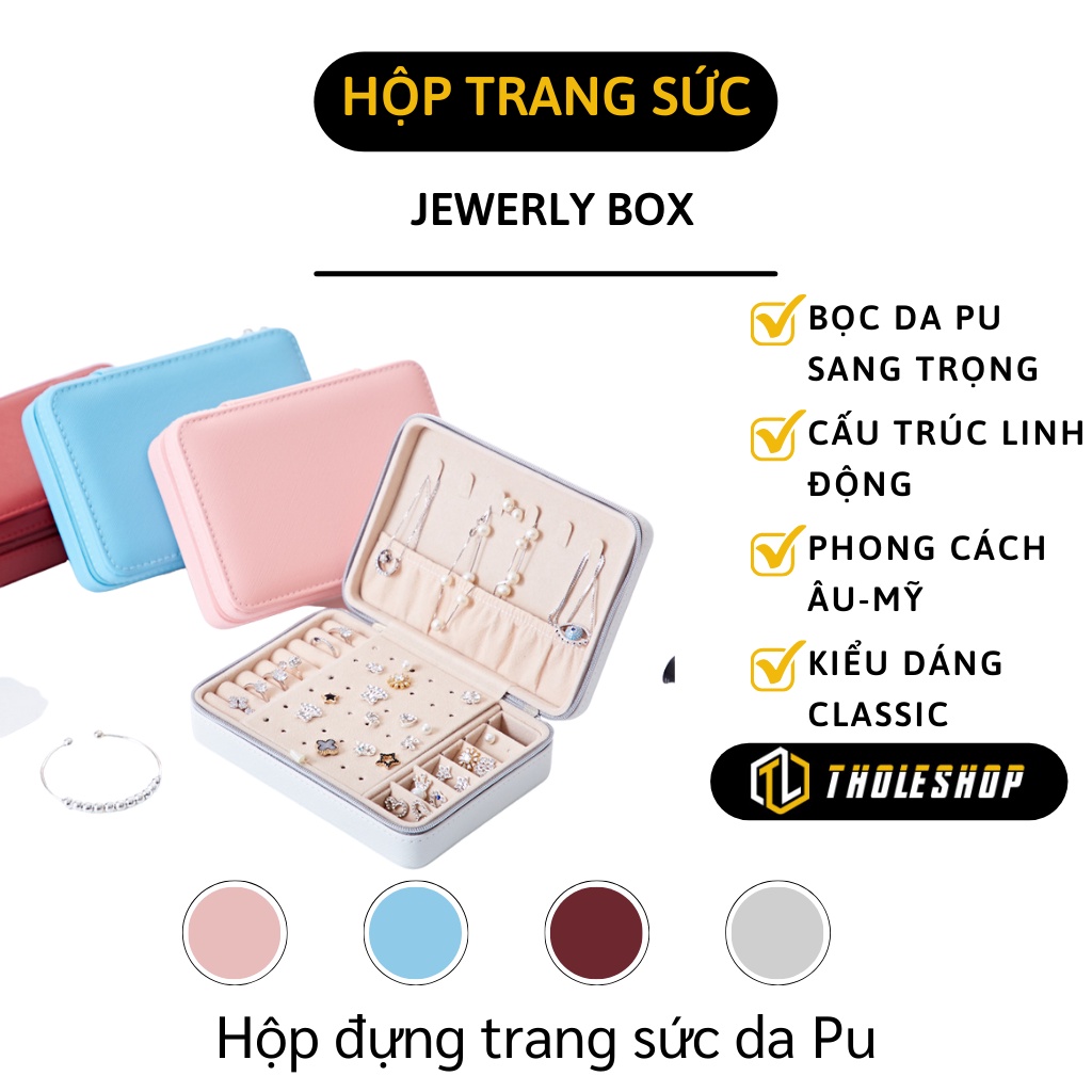 Hộp Đựng Trang Sức - Hộp Lưu Trữ Dây Chuyền, Khuyên Tai, Nhẫn Bọc Da Pu Sang Trọng 9505