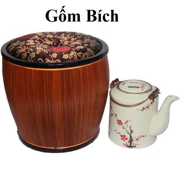 Giỏ Ủ Ấm Tích Bát Tràng Vải Gấm Hoa Dung Tích 0.5 - 1.5L - Gốm Bích