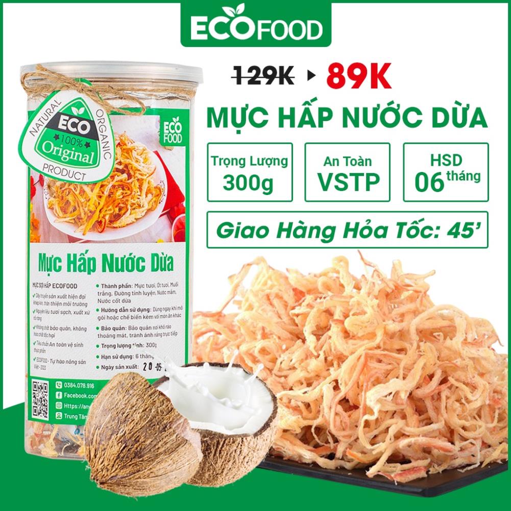 Mực Khô Hấp Nước Cốt Dừa Xé Sợi Ecofood 300G Loại 1 Cay, Ngon, Ngọt, Đồ Ăn Vặt Viêt Nam Giá Rẻ,  An Toàn VSTP | BigBuy360 - bigbuy360.vn