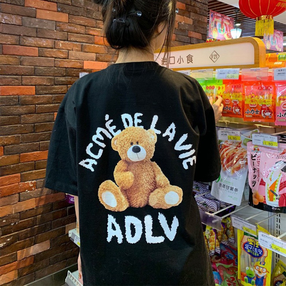 (Ảnh thật kèm Clip) Áo Thun ADLV Gấu CAO CẤP - Áo thun tay lỡ unisex nam nữ form rộng oversize chất liệu Cotton co dãn 4 | BigBuy360 - bigbuy360.vn