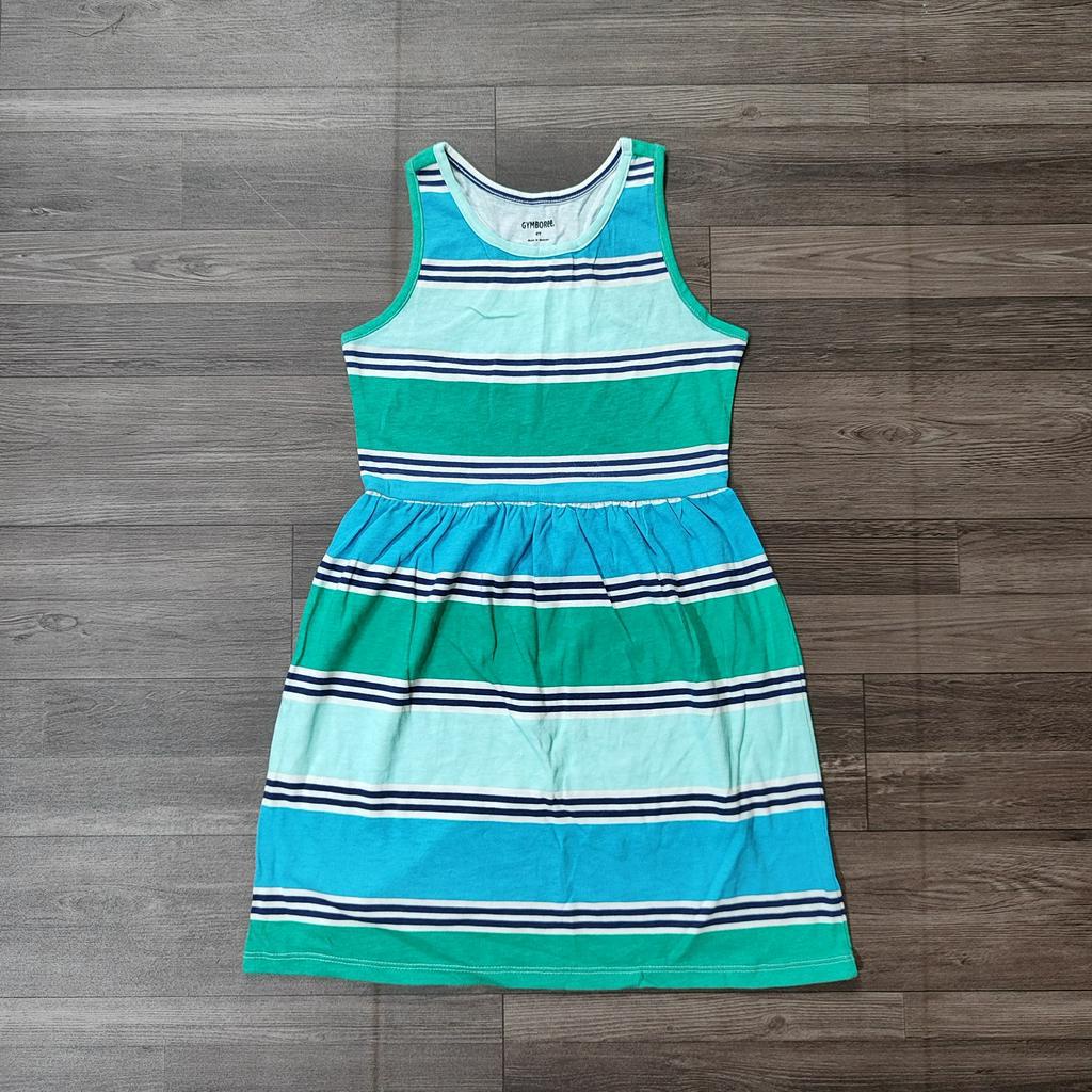 Váy sát nách kẻ xanh bé gái