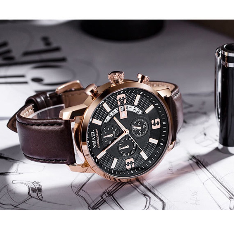 Đồng hồ nam dây da SMAEL 9078  mẫu mới đẹp | BigBuy360 - bigbuy360.vn