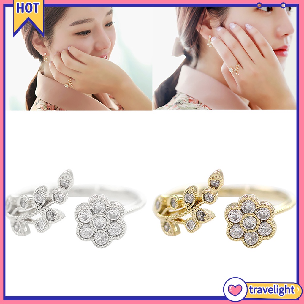 Nhẫn Hở Hình Cành Hoa Đính Đá Cho Nữ