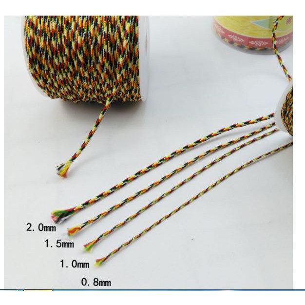 BÓ 10MET dây chỉ ngũ sắc may mắn size 1mm có kim tuyến